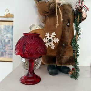 LE Smith Amberina Pineapple Cut Glass Fairy Lamp